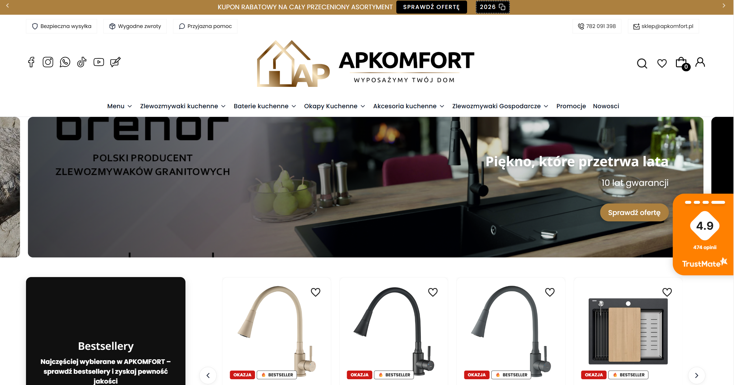 AP Komfort online store, the subject of the SEOAssistant case study