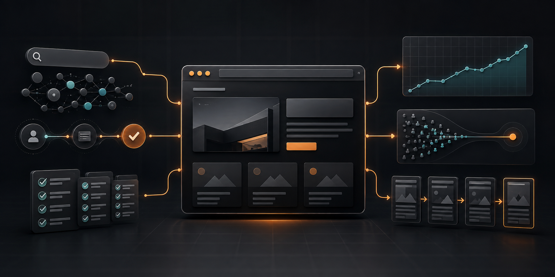 Website SEO readiness illustrated through search demand, business value and a structured optimization workflow